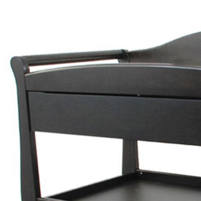 Wooden Changing Table with 1 Drawer and 2 Bottom Shelves, Black