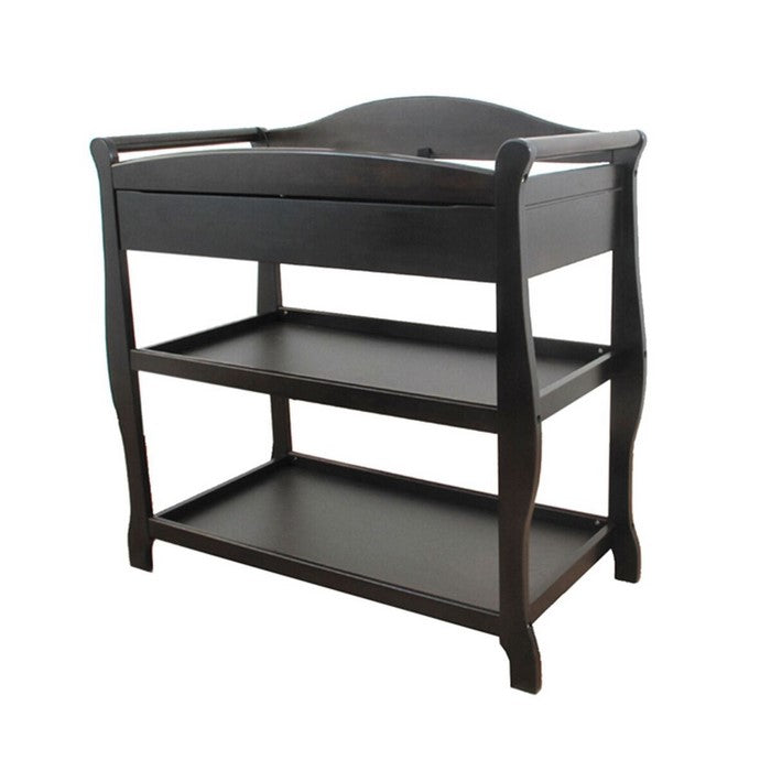 Wooden Changing Table with 1 Drawer and 2 Bottom Shelves, Black