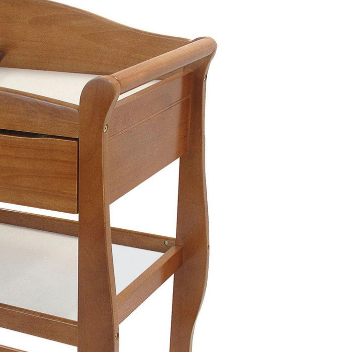 Wooden Changing Table with 1 Drawer and 2 Bottom Shelves, Brown