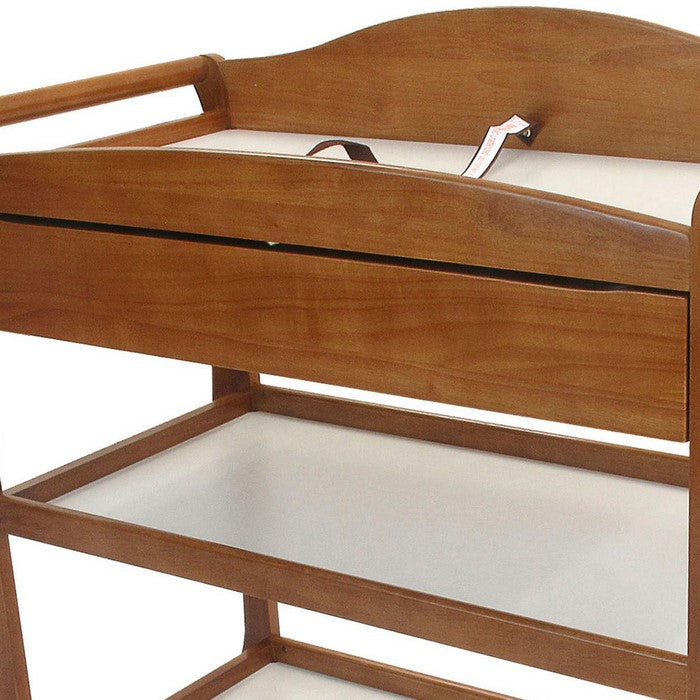 Wooden Changing Table with 1 Drawer and 2 Bottom Shelves, Brown