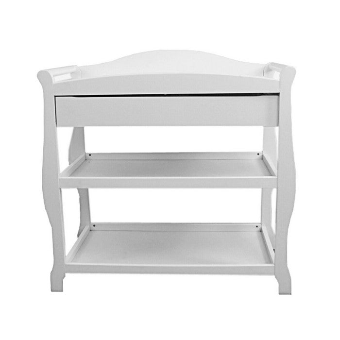 Wooden Changing Table with 1 Drawer and 2 Bottom Shelves, White