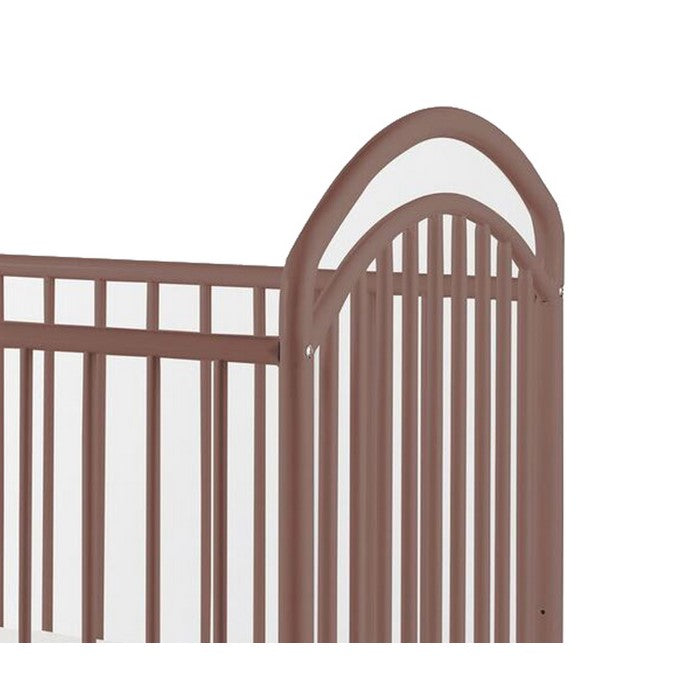 Metal 3 in 1 Full Size Twin Arched Crib with Grid Details, Dark Brown