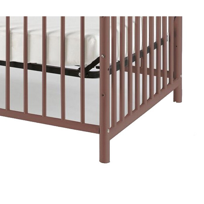 Metal 3 in 1 Full Size Twin Arched Crib with Grid Details, Dark Brown