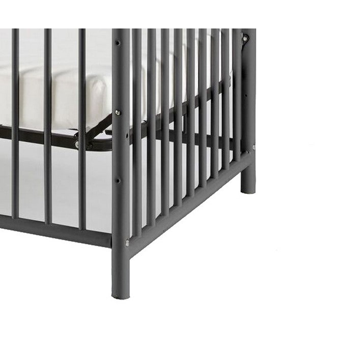 Metal 3 in 1 Full Size Twin Arched Crib with Grid Details, Gray