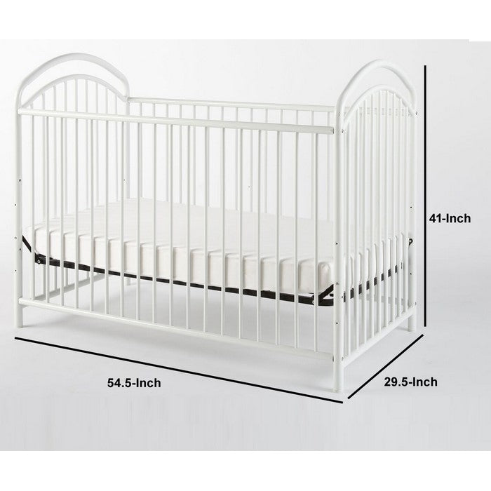 Metal 3 in 1 Full Size Twin Arched Crib with Grid Details, White