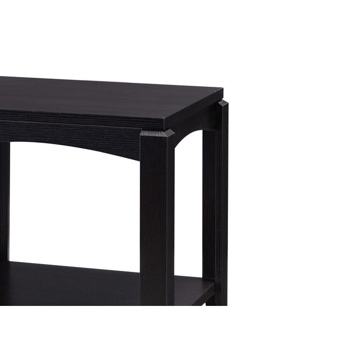 Wooden End Table with Open Bottom Shelf and Chamfered Legs, Brown