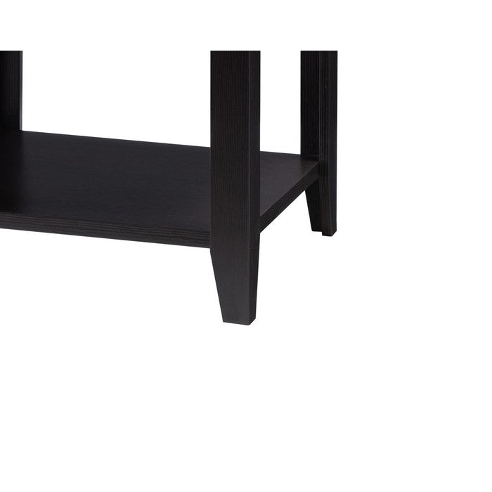 Wooden End Table with Open Bottom Shelf and Chamfered Legs, Brown