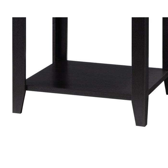 Wooden End Table with Open Bottom Shelf and Chamfered Legs, Brown
