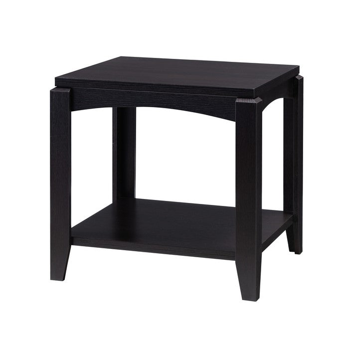 Wooden End Table with Open Bottom Shelf and Chamfered Legs, Brown