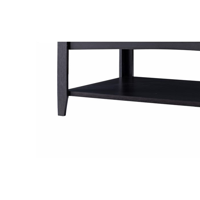 Wooden Coffee Table with Open Bottom Shelf and Chamfered Legs, Brown