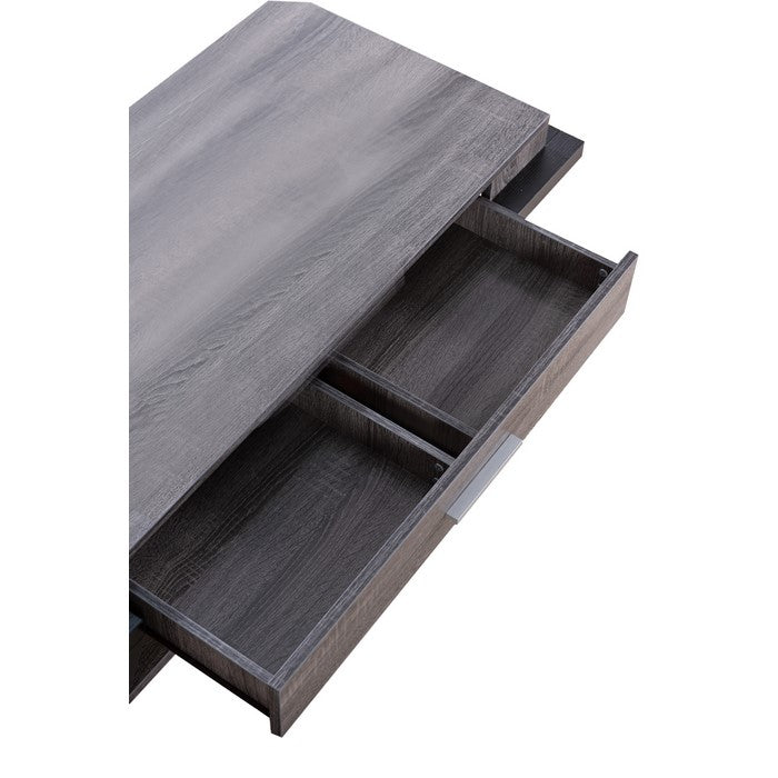 Wooden Coffee Table with Angled Leg Support and Drawer, Black and Gray