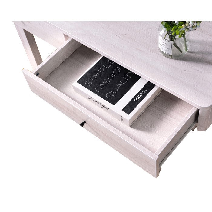 2 Drawer Wooden Console Table with Open Bottom Shelf, White