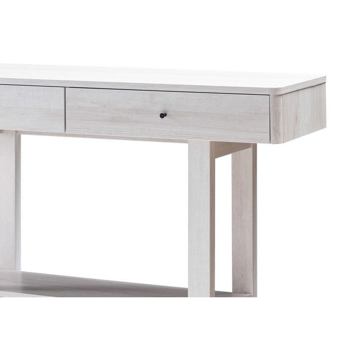 2 Drawer Wooden Console Table with Open Bottom Shelf, White