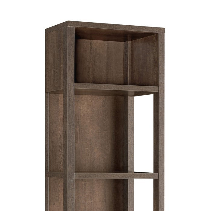 Transitional Wooden Pier with 4 Open Shelves and 2 Drawers, Brown