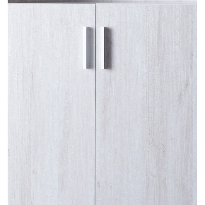 2 Door Wooden Shoe Cabinet with Top Shelf Storage, White