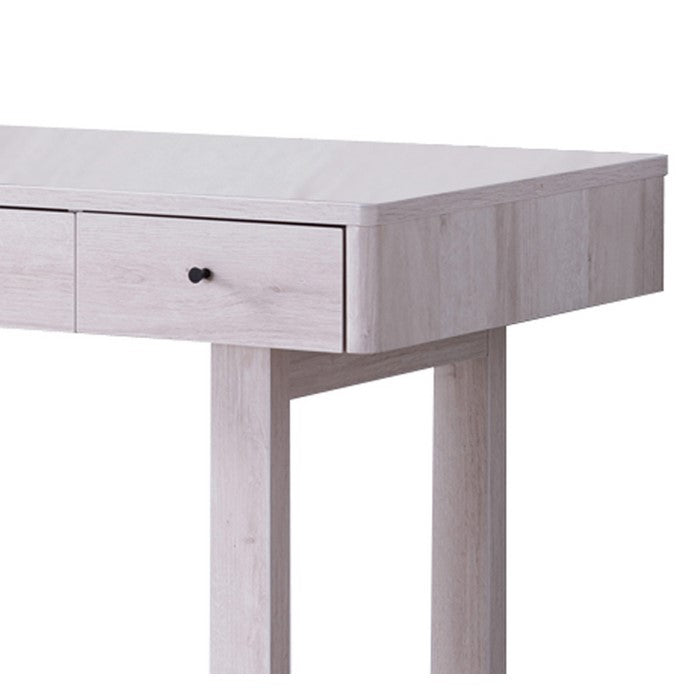 3 Drawer Rectangular Wooden Desk with Block Leg Support, White