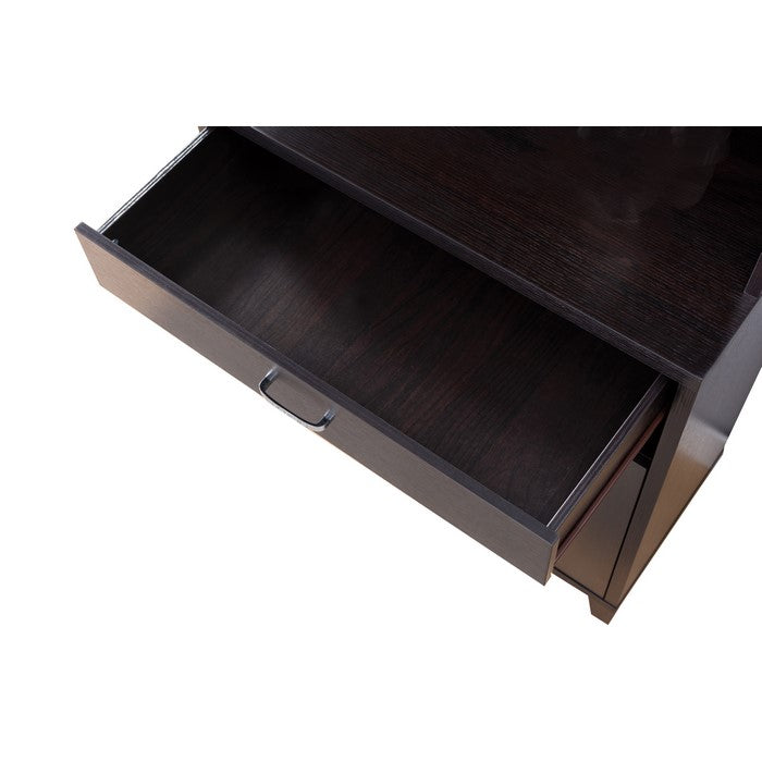 Wooden 2 Door Bakers Cabinet with 3 Open Shelves and 1 Drawer, Brown