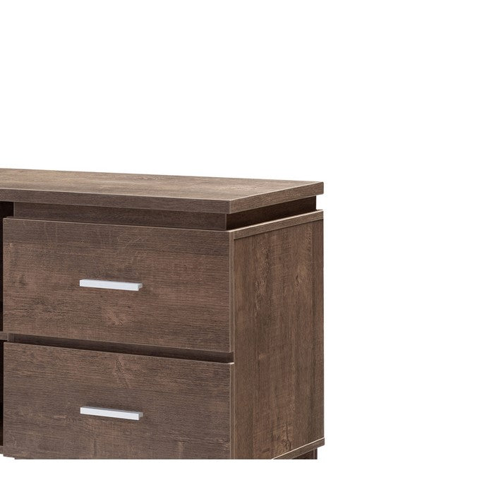 Transitional Wooden TV Stand with 2 Open Shelves and 4 Drawers, Brown