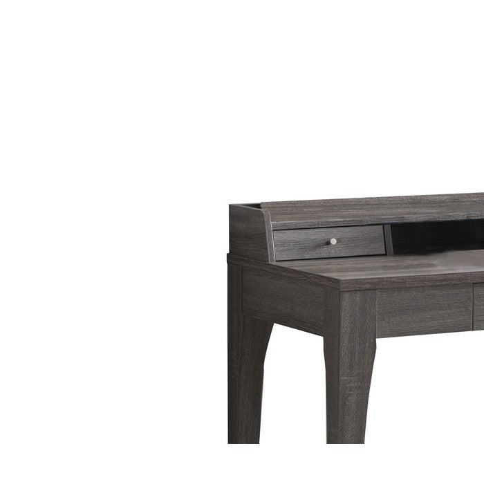 Wooden Desk with 3 Drawers and Straight Legs, Distressed Gray