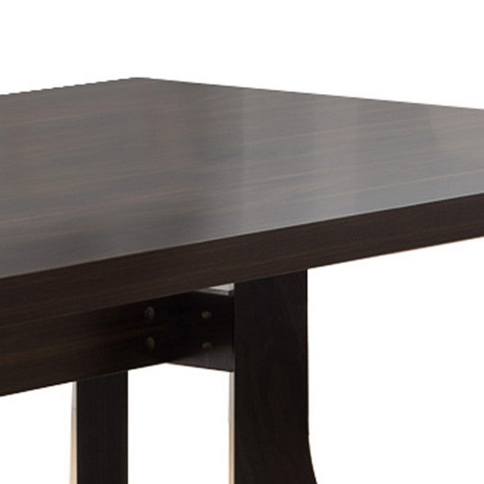 Rectangular Wooden Dining Table with Uniquely Carved Legs, Dark Brown