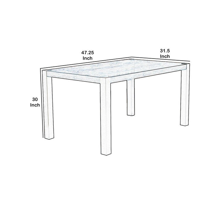 Wooden Dining Table with Straight Legs, Distressed Brown and Black