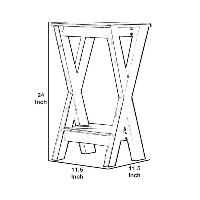 Wooden Plant Stand with Crossed Leg and Open Shelf, Small, Brown