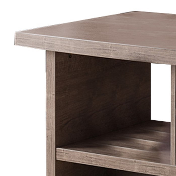 Wooden Coffee Table with 2 Drawers and 2 Open Shelves, Brown