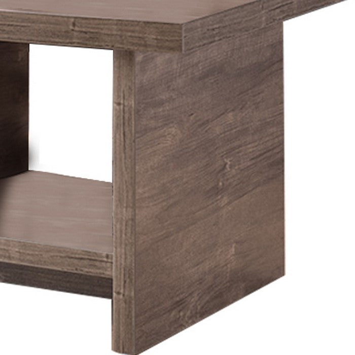 Wooden Coffee Table with 2 Drawers and 2 Open Shelves, Brown