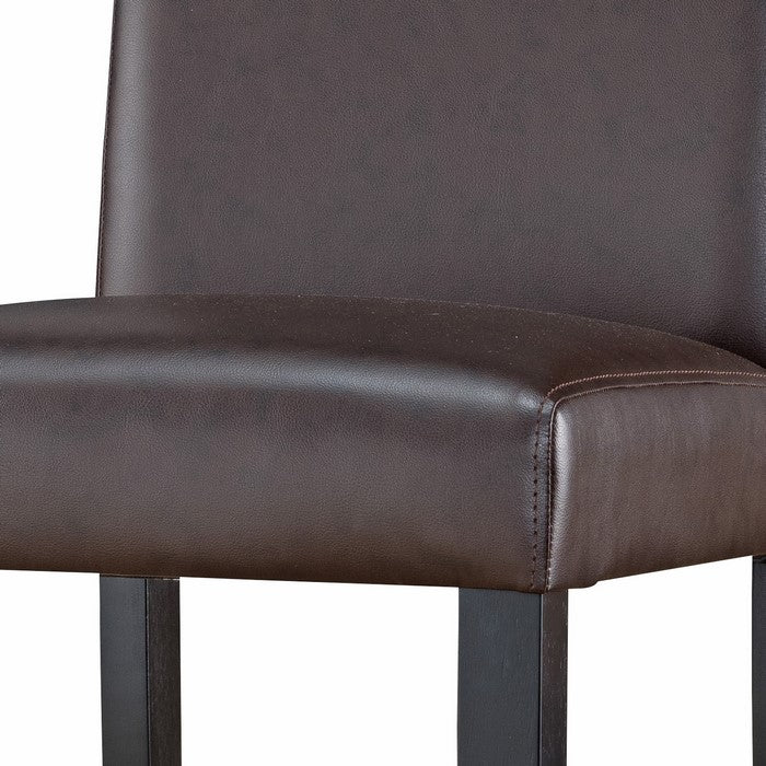 Transitional Leatherette Wooden Dining Chair, Set of 2, Espresso Brown