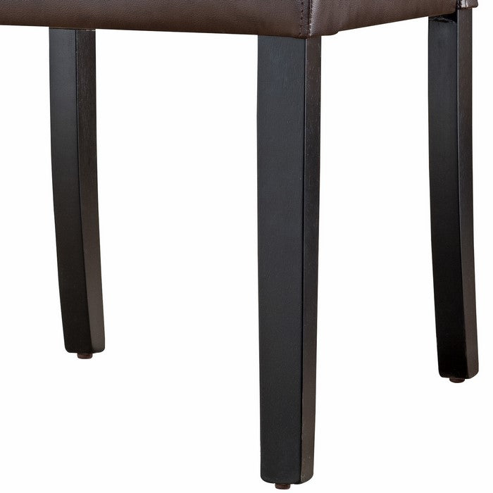 Transitional Leatherette Wooden Dining Chair, Set of 2, Espresso Brown
