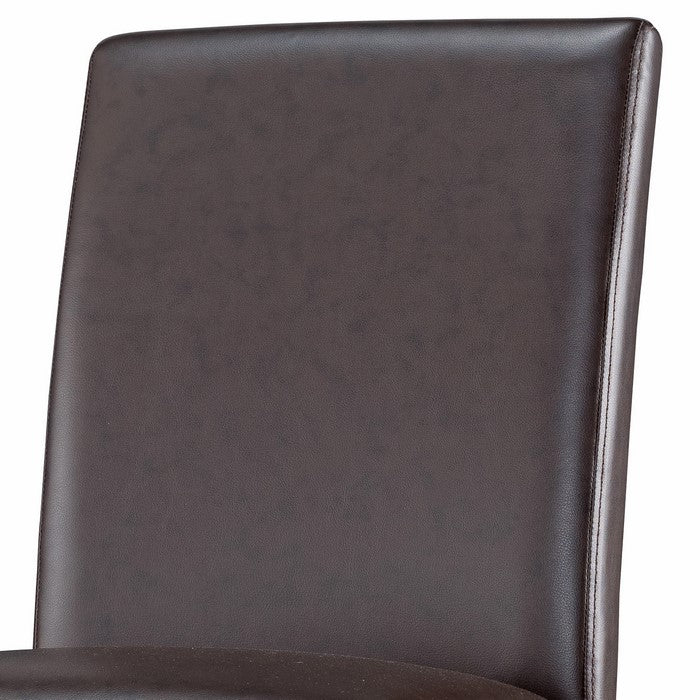 Transitional Leatherette Wooden Dining Chair, Set of 2, Espresso Brown