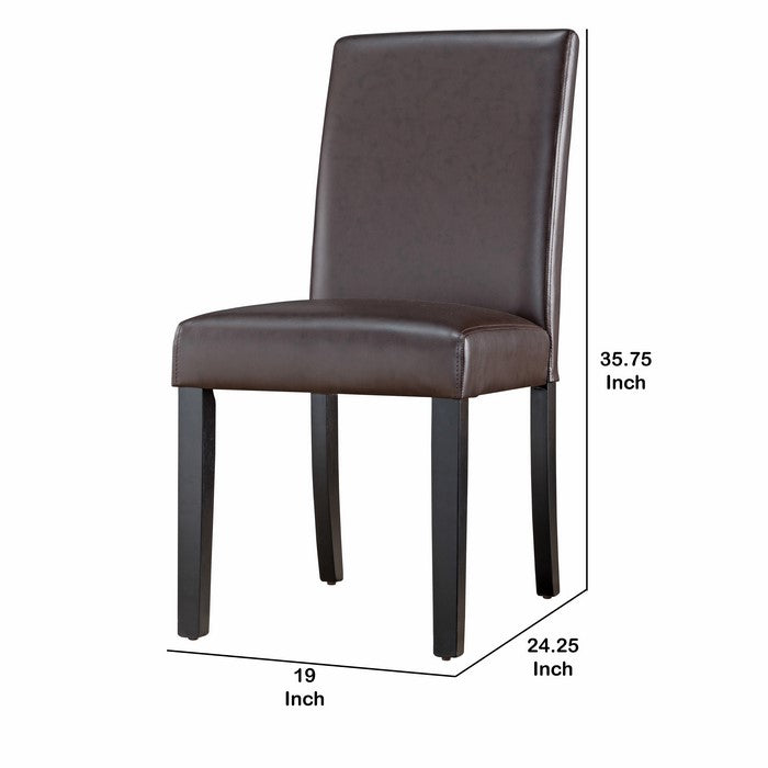Transitional Leatherette Wooden Dining Chair, Set of 2, Espresso Brown