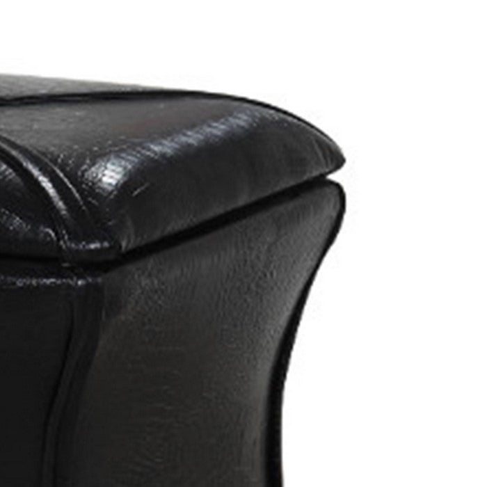 Leatherette Button Tufted Square Storage Ottoman with Seating, Black