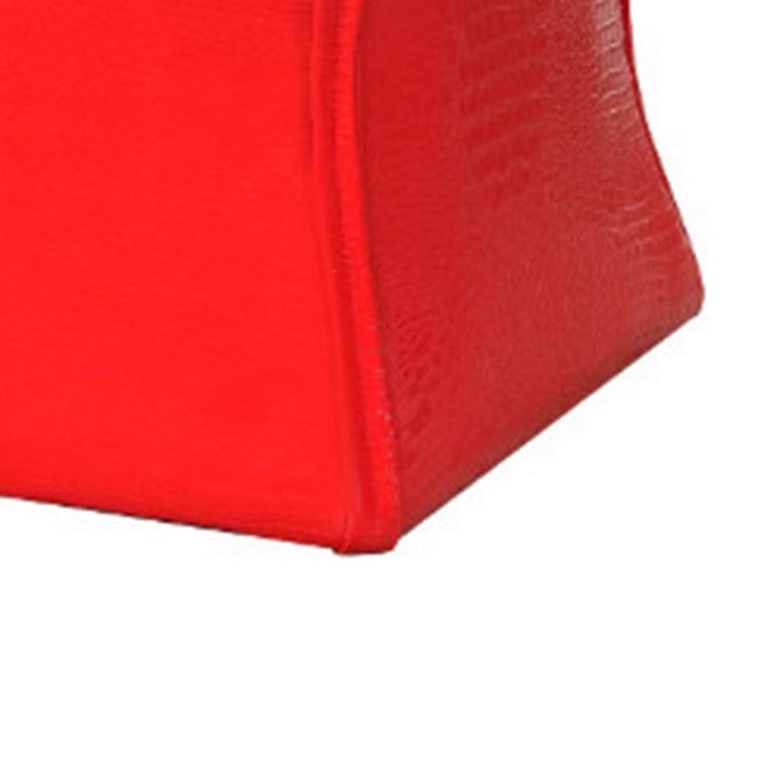 Leatherette Button Tufted Square Storage Ottoman with Seating, Red