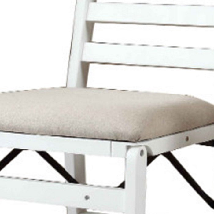Transitional Wooden Foldable Chair with Slatted Back, Set of 2, White