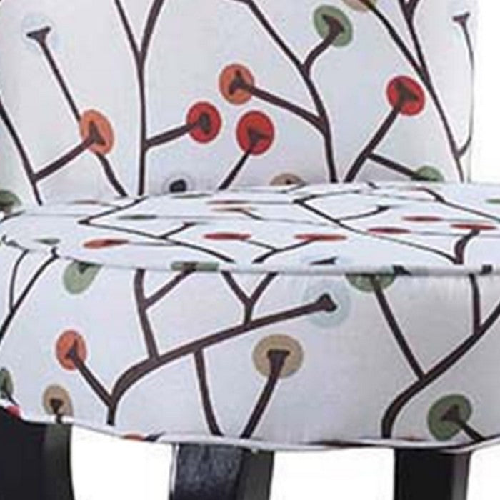 Patterned Wooden Accent Chair with Round Seat, Multicolor