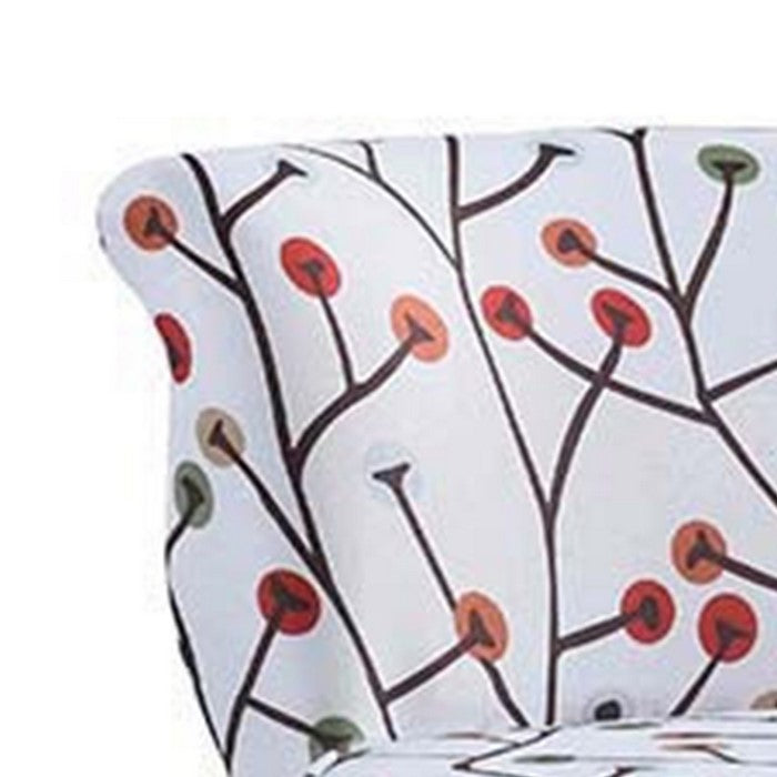 Patterned Wooden Accent Chair with Round Seat, Multicolor