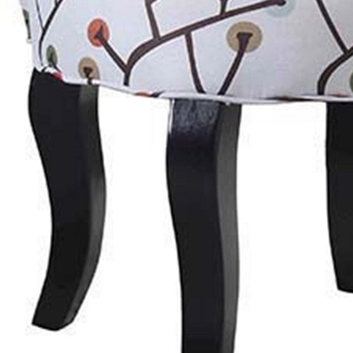 Patterned Wooden Accent Chair with Round Seat, Multicolor