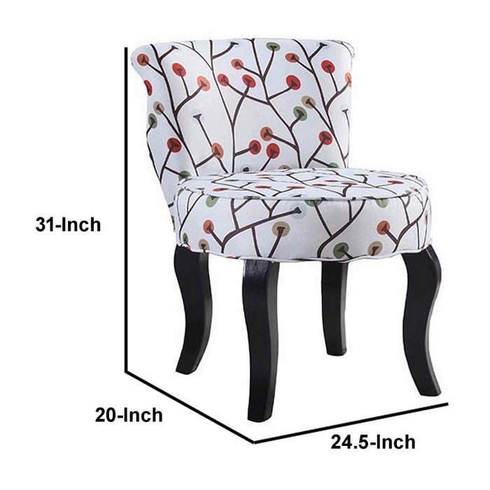 Patterned Wooden Accent Chair with Round Seat, Multicolor