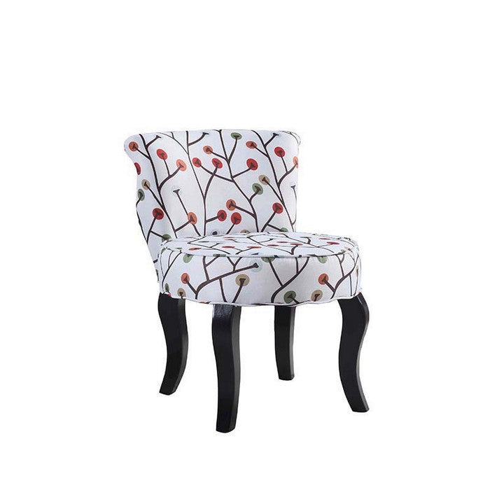 Patterned Wooden Accent Chair with Round Seat, Multicolor