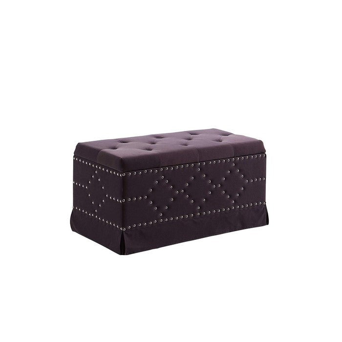 Velvet Upholstered Tufted Storage Bench with Nailhead Trims,Gray