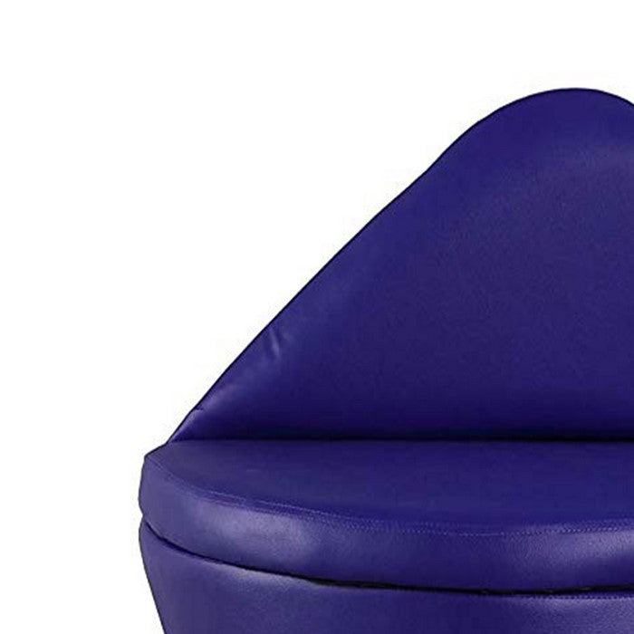 Leatherette Lips Shaped Wooden Loveseat with Storage, Blue