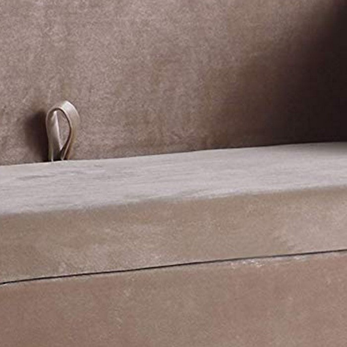 Velvet Upholstered Side Tufted Wooden Loveseat with Storage, Beige