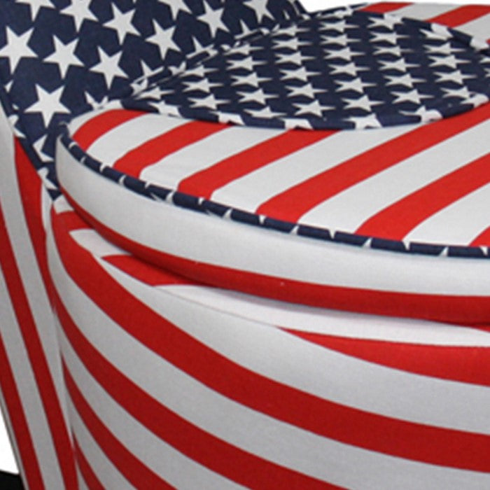 Wooden High Heel Shaped Storage Chair with Flag Print, Multicolor