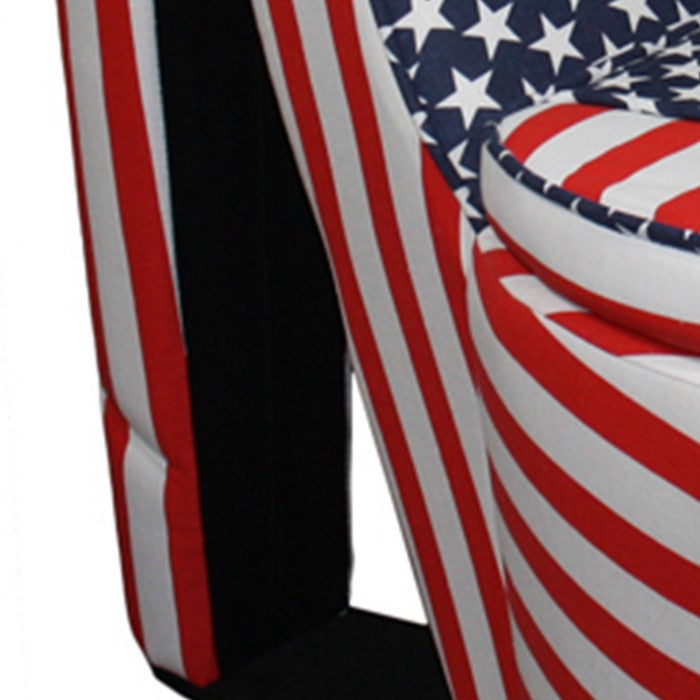 Wooden High Heel Shaped Storage Chair with Flag Print, Multicolor