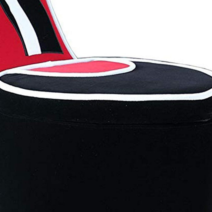 High Heel Shaped Printed Wooden Chair with Storage, Red and Black