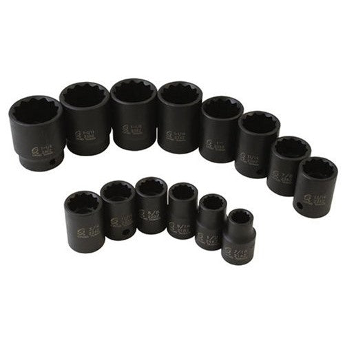 Sunex 2678 14 Piece 1/2-Inch Drive Standard Fractional 12 Point Impact Socket Set