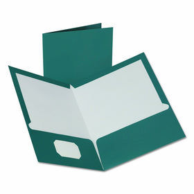 Oxford 5049561 Metallic Two-Pocket Folders, Teal, 25/Box