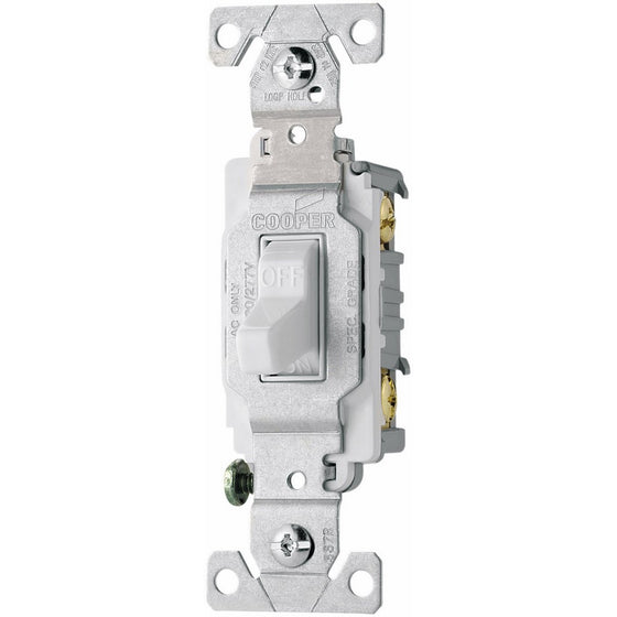 The Eaton CS115W-SP-L 15-Amp, 120/277-Volt/AC Commercial Specification Grade Single Pole AC Compact Toggle Switch, White