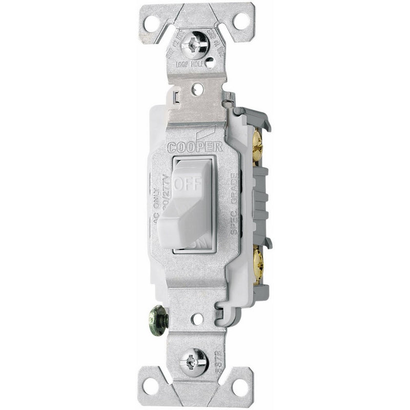 The Eaton CS115W-SP-L 15-Amp, 120/277-Volt/AC Commercial Specification Grade Single Pole AC Compact Toggle Switch, White